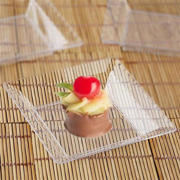 Clear Mini Square Plastic Appetizer Plates - Perfect for Any Occasion
