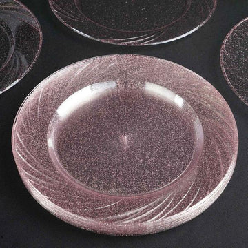 Blush Glittered Plastic Plates - The Perfect Choice for Any Event
