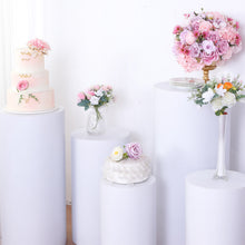 Set of 5 | White Metal Cylinder Prop Pedestal Stands For Wedding Aisle