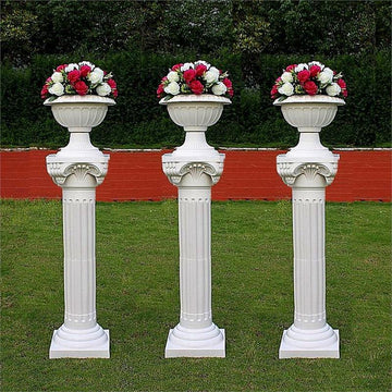 Create a Timeless Atmosphere with White Height Adjustable Empirical Roman Inspired Pedestal Column Plant Stand