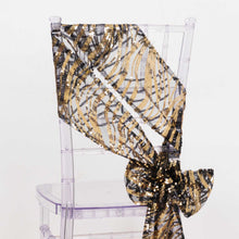 Black Gold Wave Mesh Chair Sashes With Embroidered Sequins
