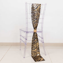 Black Gold Wave Mesh Chair Sashes With Embroidered Sequins