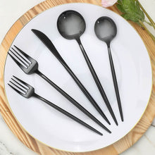 50 Pack Black Color Heavy Duty Plastic Cutlery Set