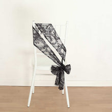 5 Pack Black Leaf Vine Embroidered Sequin Tulle Chair Sashes