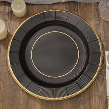 25 Pack | 13inch Black Sunray Disposable Serving Plates, Heavy Duty Paper Charger Plates - 350 GSM