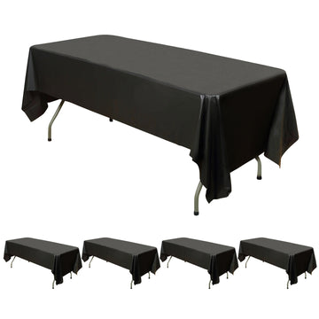 5 Pack Black Waterproof Plastic Tablecloths, PVC Rectangle Disposable Table Covers - 54"x108"