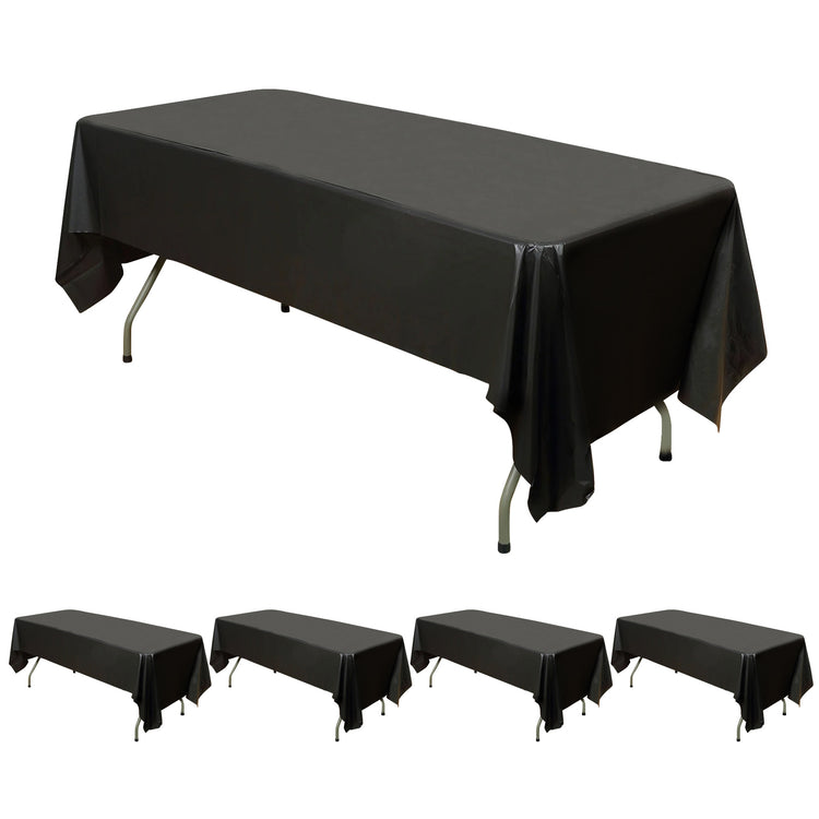 10 MM Thick Plastic Tablecloth 54 Inch x 108 Inch In Black Rectangle PVC Spill Proof Disposable