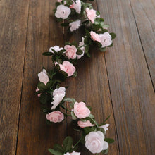 2 Pack Blush Dusty Rose Artificial Silk Rose Vines Hanging Flower Garland