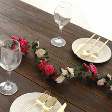 2 Pack Blush Fuchsia Artificial Silk Rose Vines Hanging Flower Garland with 45 Flower Heads