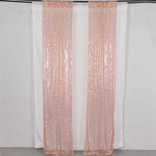 2 Pack Rose Gold Sequin Photo Backdrop Curtains with Rod Pockets