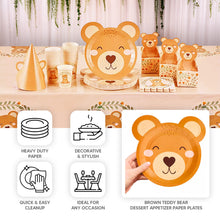 25 Pack Brown Teddy Bear Dessert Appetizer Paper Plates, 7inch Round Animal Print Eco-Friendly Baby