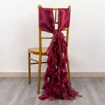 Elevate Your Event Decor with Burgundy Curly Willow Chair Sashes
