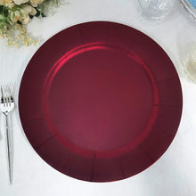 Round Cardboard Serving Tray With Leathery Texture Burgundy 13 Inch
