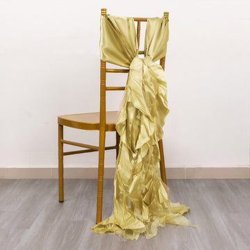 Elevate Your Wedding Decor with Champagne Curly Willow Chiffon Satin Chair Sashes
