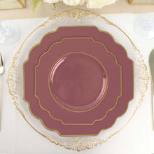 Cinnamon Rose Hard Plastic Dessert Plates With Gold Rim