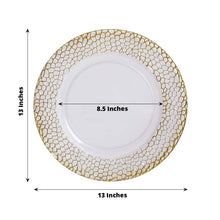 6 Pack Clear Acrylic Charger Plates With Gold Hammered Rim