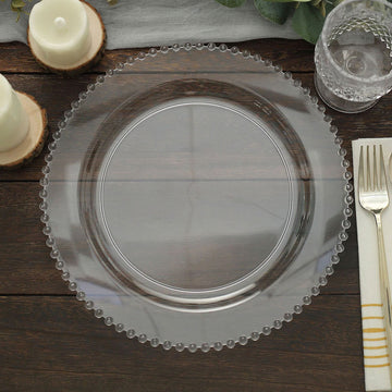 Elegant and Versatile Clear Beaded Rim Plastic Dinner Plates