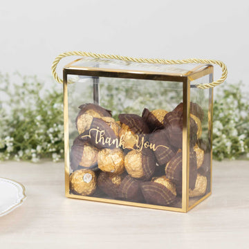 Versatile and Portable Clear Gold Candy Gift Boxes
