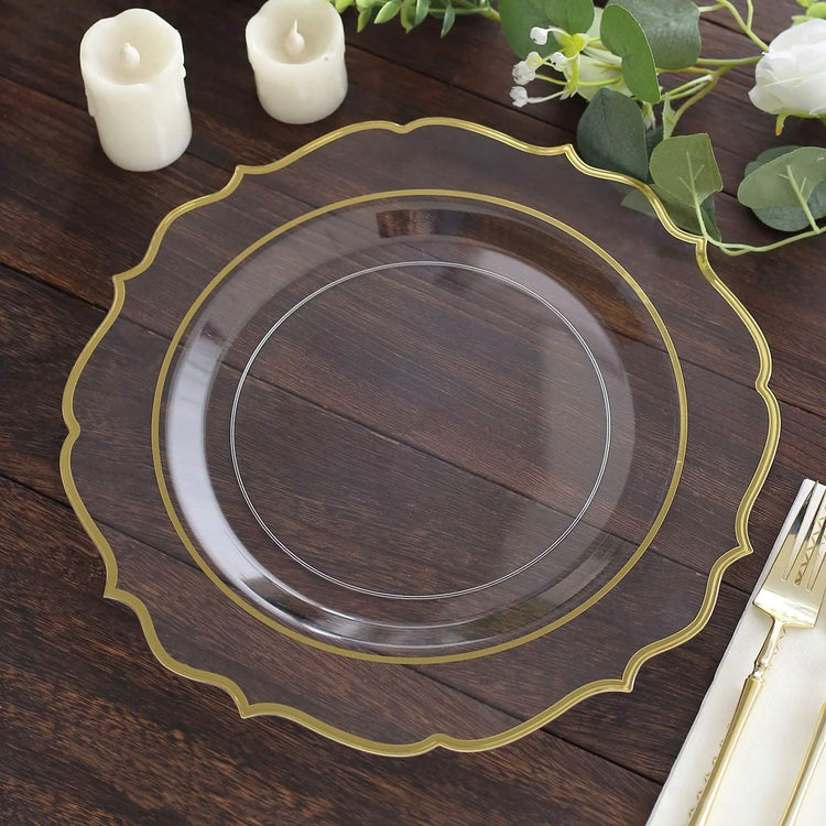 Disposable Round Plates With Gold Rim Pack Of 10 