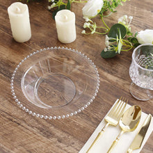 10 Pack Clear Plastic Soup Bowls with Silver Beaded Rim, Disposable Dessert Salad Bowls