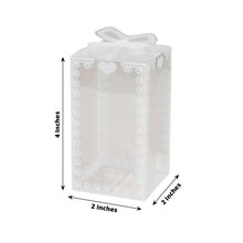 25 Pack Clear Rectangle Party Favor Boxes With Bowknot and White Lace Pattern