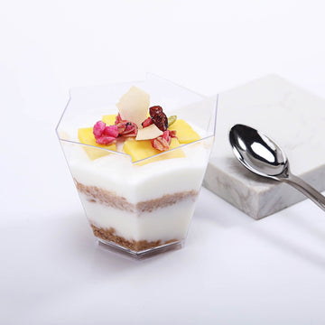 Clear Wavy Hexagon Plastic Dessert Cups - Perfect for Any Occasion