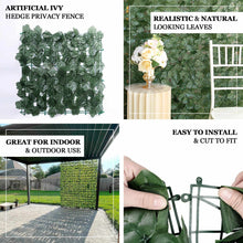 12 Pack Dark Green Artificial Ivy Privacy Screen Fence Wall Panel, Faux Leaf Hedge Greenery Garden