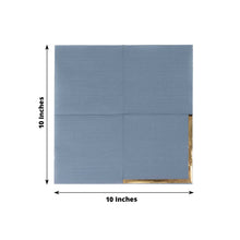 50 Pack Dusty Blue Paper Beverage Napkins with Gold Foil Edge