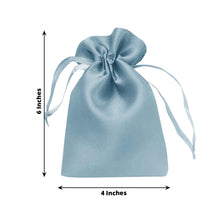 12 Pack Dusty Blue Satin Drawstring Wedding Party Favor Gift Bags - 4x6inch