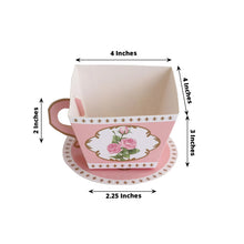 25 Pack Dusty Rose Mini Teacup and Saucer Gift Boxes with Rose Floral Print