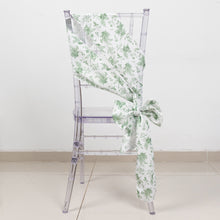 5 Pack Dusty Sage Green Floral Polyester Chair Sashes