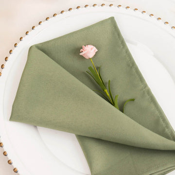 5 Pack Dusty Sage Green Premium Polyester Dinner Napkins, Seamless Cloth Napkins 220GSM 20"x20"