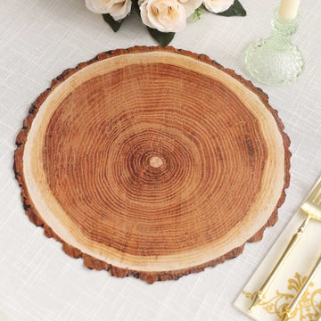 Farmhouse Natural Wood Slice Print Cardstock Paper Placemats - Rustic Charm for Your Table