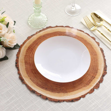 Enhance Your Event Decor with Natural Wood Slice Print Disposable Placemats