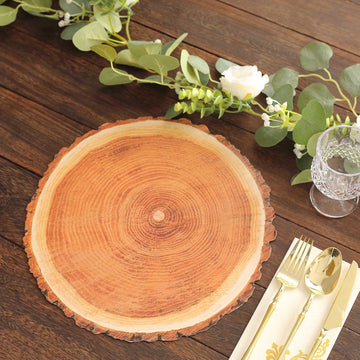 Create a Picture-Perfect Affair with Farmhouse Natural Wood Slice Print Placemats