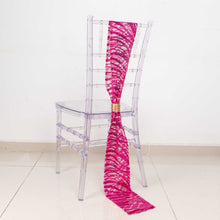 Fuchsia Silver Wave Mesh Chair Sashes With Embroidered Sequins