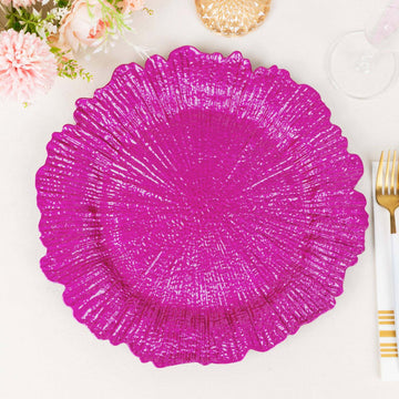 Transform Your Tablescape with Fuchsia Round Reef Acrylic Charger Plates