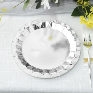 Elegant Silver Foil Dinner Plates for Stylish Tablescapes