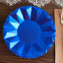 25 Pack Royal Blue Disposable 7 Inch Geometric Paper Plates 400 GSM