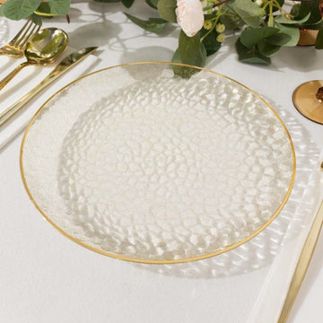 Create a Mesmerizing Table Setting with Glitter Gold Clear Round Charger Plates