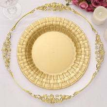 10 Pack Of Gold Round Plates With Basketweave Rim 10 Inch Dinner