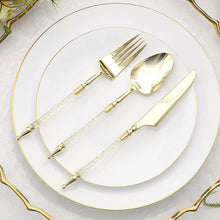 Set Of 24 Clear And Gold Glittered Utensils With Roman Column Handle