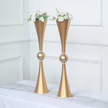 Pack Of 2 Reversible Crystal Gold Plastic Trumpet Vases 27 Inch