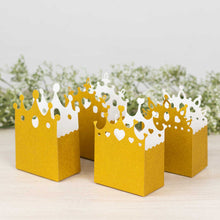 20 Pack Gold Glitter Princess Crown Paper Favor Boxes, Candy Treat Party Decoration - 3.5x 2x5inch
