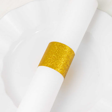 Add a Touch of Glamour with Gold Glitter Paper Napkin Rings