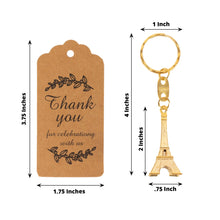 10 Pack Gold Plastic Paris Eiffel Tower Keychain Party Favor, Wedding Bridal Shower Souvenirs