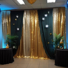 2 Pack Gold Sequin Backdrop Drape Curtains with Rod Pockets - 8ftx2ft