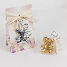 20 Pack Gold Silver Sequin Teddy Bear Keychain Party Favors with White Organza Bags