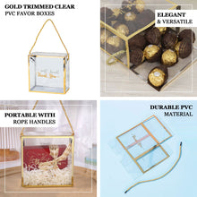 25 Pack Clear Gold Square Plastic Favor Boxes with Rope Handles and Thank You Print