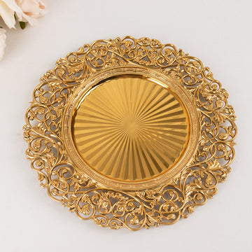 Gold Vintage Floral Acrylic Charger Plates